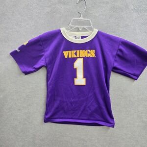 VINTAGE Minnesota Vikings Boys Jersey M Purple Single Stitch Hutch‎ Logo 90s USA
